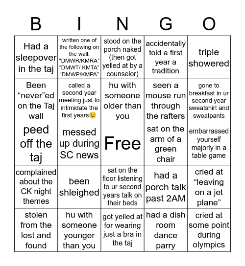 CWW Bingo Card