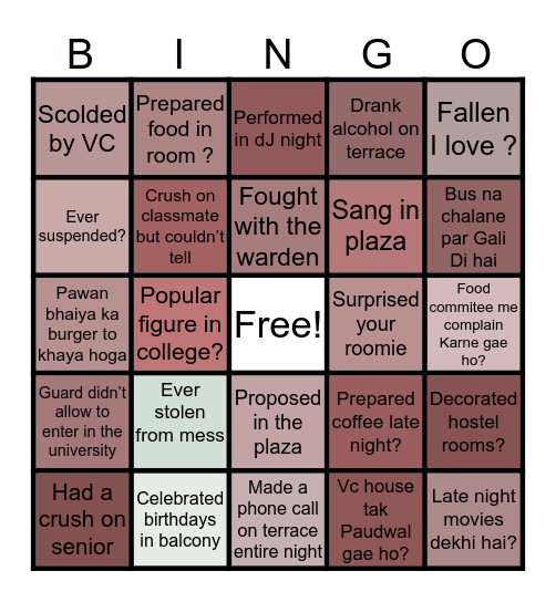 Central university of Haryana Bingo Card