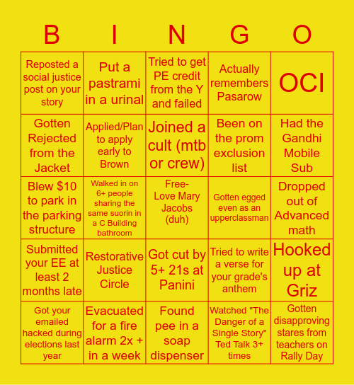 🐝BERKELEY HIGH🐝 Bingo Card