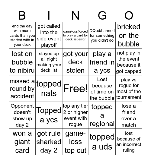 Yugioh Bingo Card