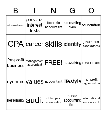 Accounting Careers Bingo Card
