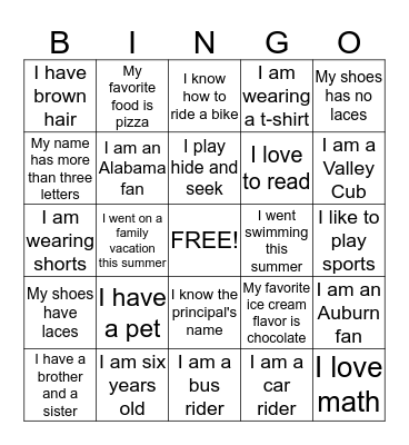 People Bingo Card