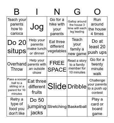 PE Bingo! Bingo Card