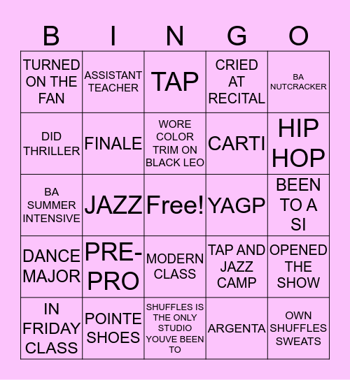 SHUFFLES BINGO Card