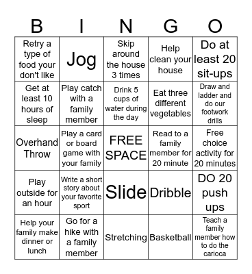 PE Bingo! Bingo Card