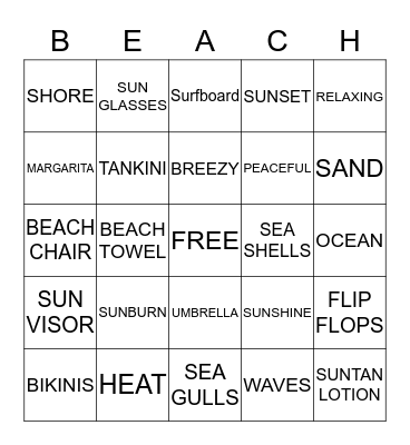 BEACH BLANKET BINGO Card