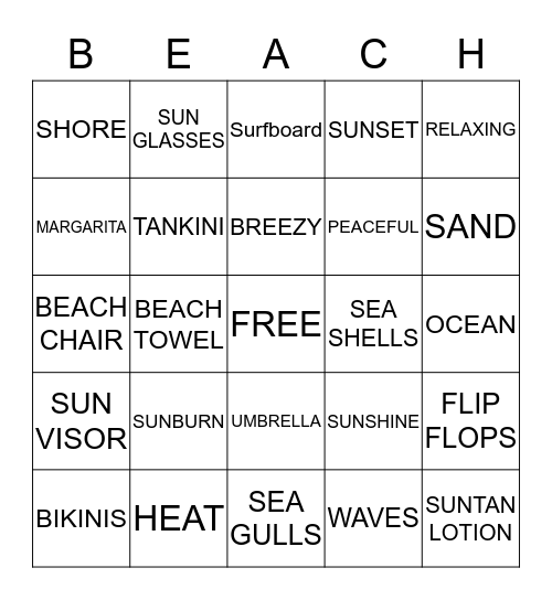 BEACH BLANKET BINGO Card