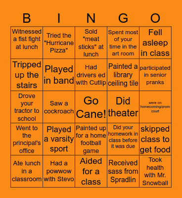 WHS Alumni Bingo Card