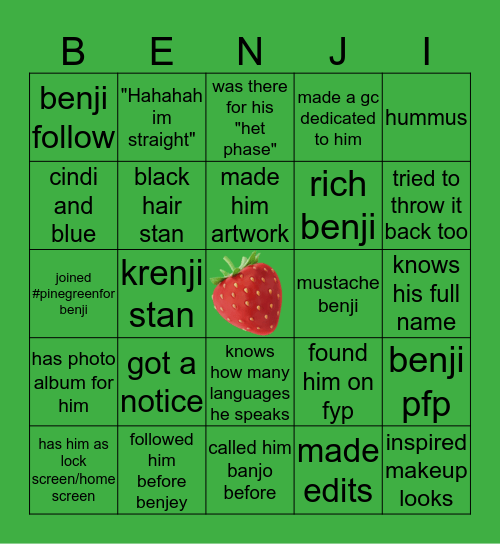 benji bias Bingo Card