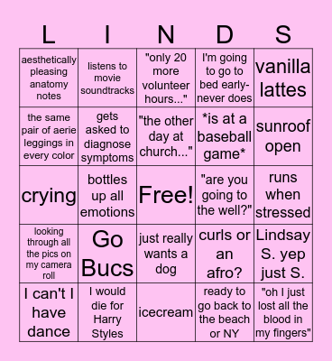 Lindsay Bingo Card