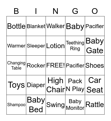 Baby Bingo Card