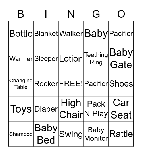 Baby Bingo Card