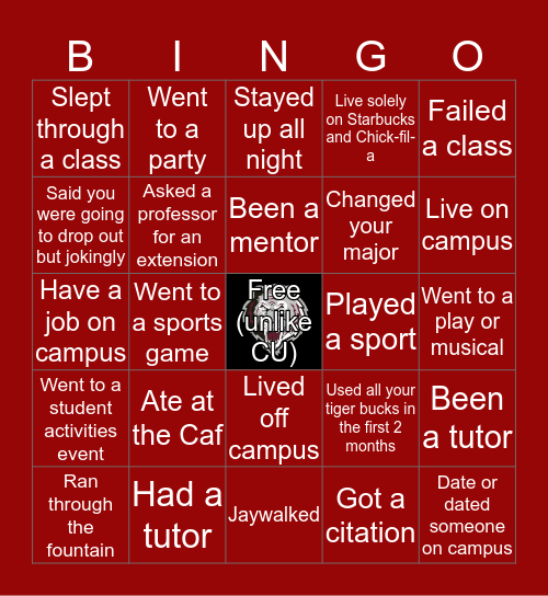 Campbellsville University Bingo Card