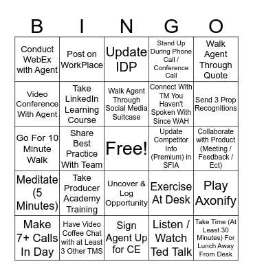 Foremost BINGO Card