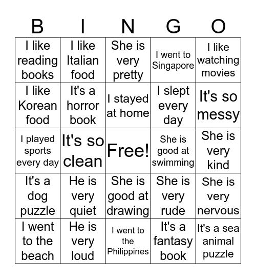 Can you tell me about...? Bingo Card