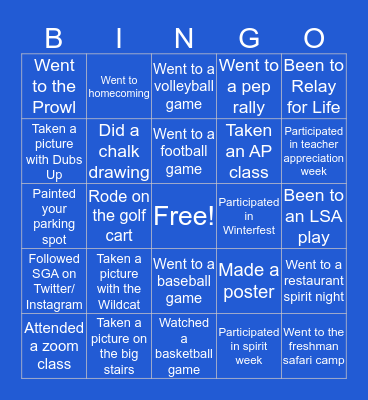 Wharton High School Bingo Card