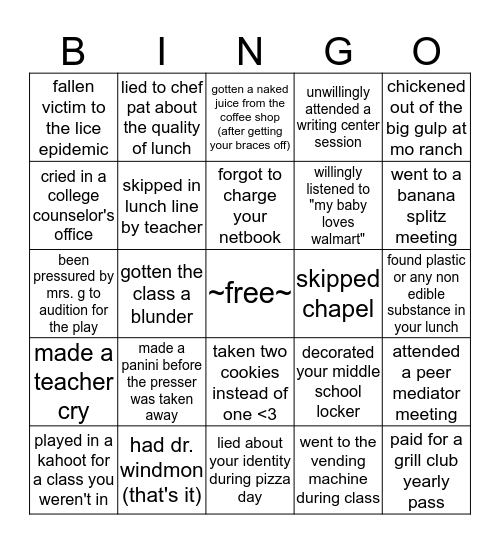 Episcopal Bingo Card