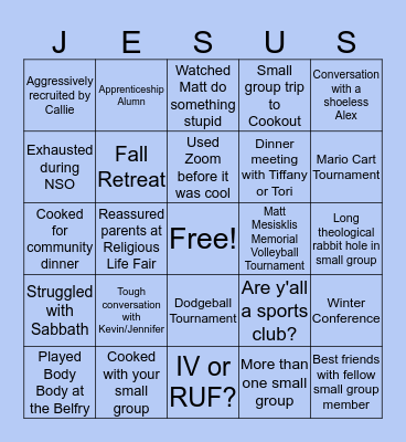 IV @ W&L Bingo Card