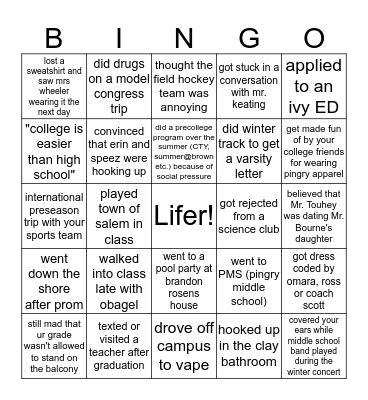 Excellence & Honor Bingo (Recent Grad Edition) Bingo Card