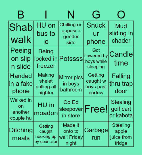 Mosh Bingo Card