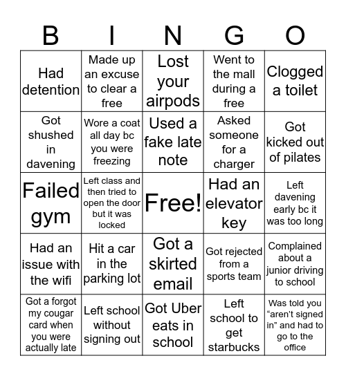 FRISCH BINGO Card