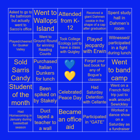 Cornell Bingo Card