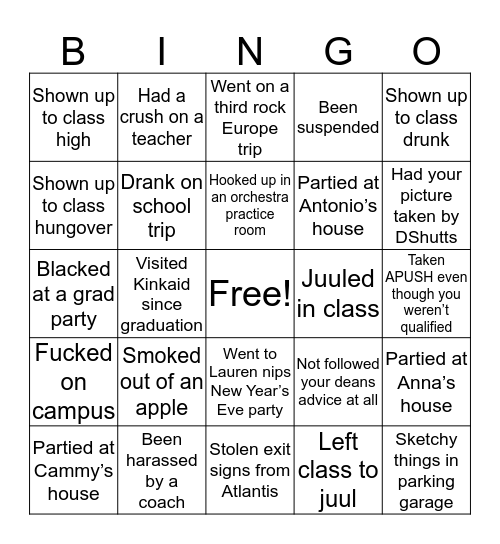 KRUNKaid Bingo Card