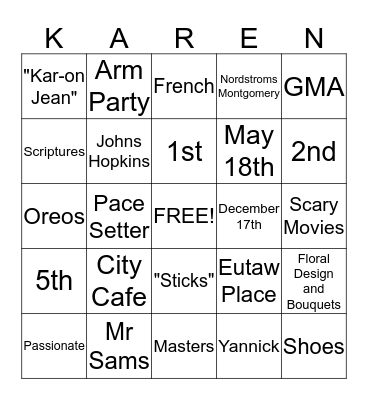 Birthday Bingo Card