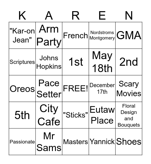 Birthday Bingo Card