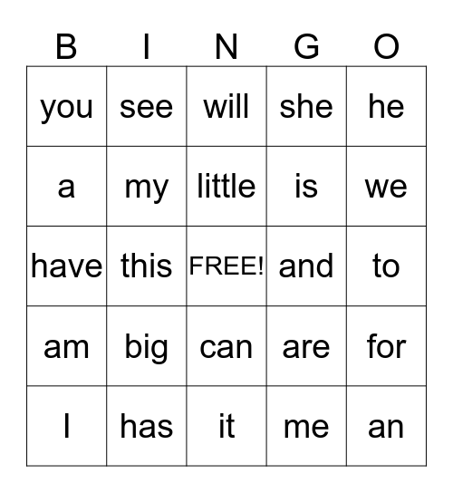 POWER WORD 1G (#1)  Bingo Card