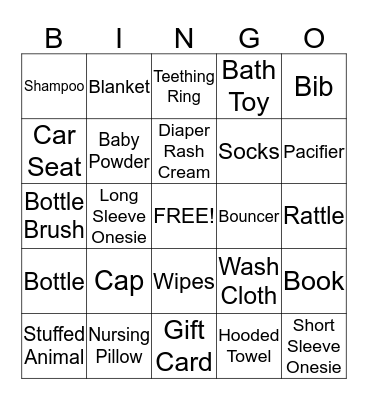 Baby Bingo Card