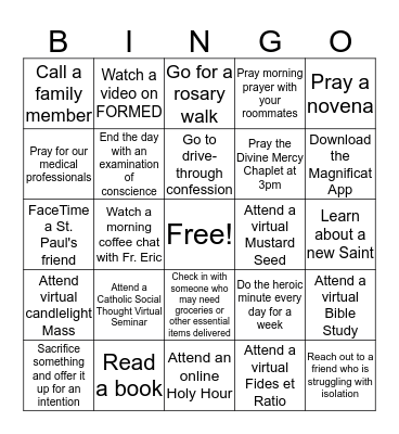 GRAD/YP QUARANTINE Bingo Card