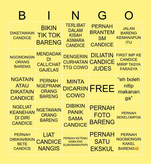 CANDICE ZETA’S Bingo Card