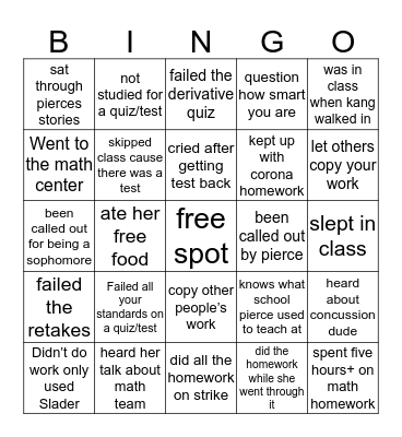 pierce calc ab Bingo Card
