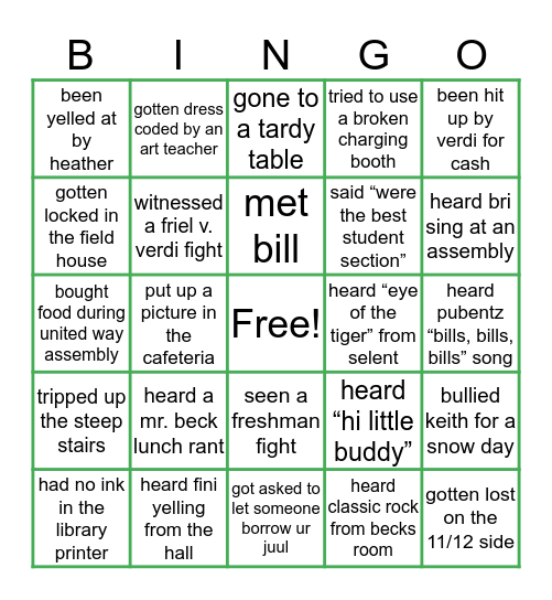 MAYFIELD BINGO Card