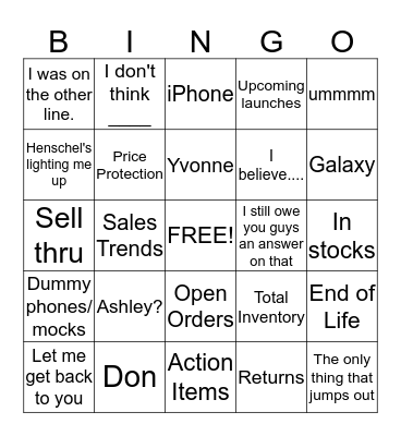 Team Bingo  Bingo Card