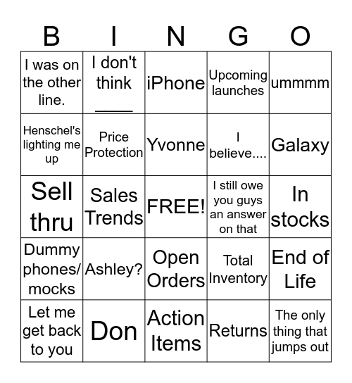 Team Bingo  Bingo Card
