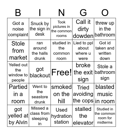 Dowden bingo Card