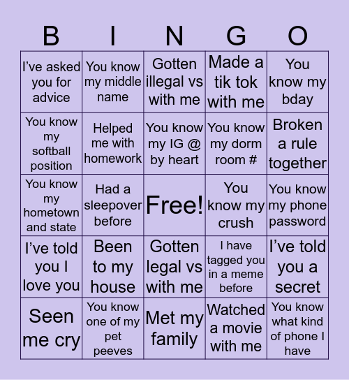 Are you Katie’s real friend?? Bingo Card
