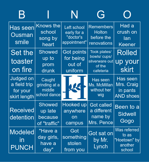 HOLTON-ARMS BINGO Card