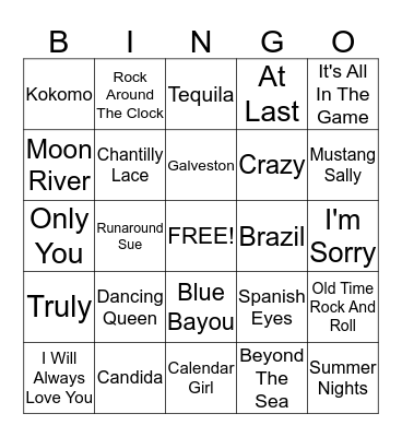 JUKEBOX BINGO Card
