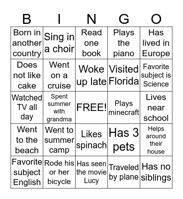 This is me! Bingo Card