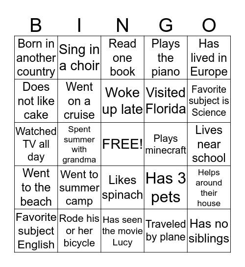 This is me! Bingo Card