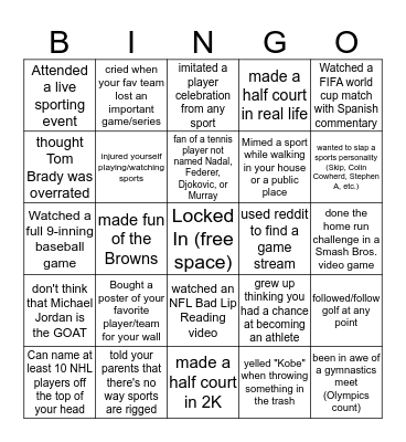 "Locked In" Bingo Card