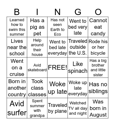 This is me! Bingo Card