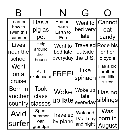 This is me! Bingo Card