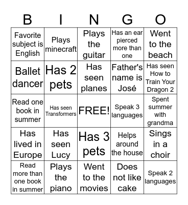 This is me! Bingo Card