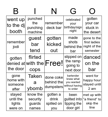 PUB BINGO <3 Bingo Card