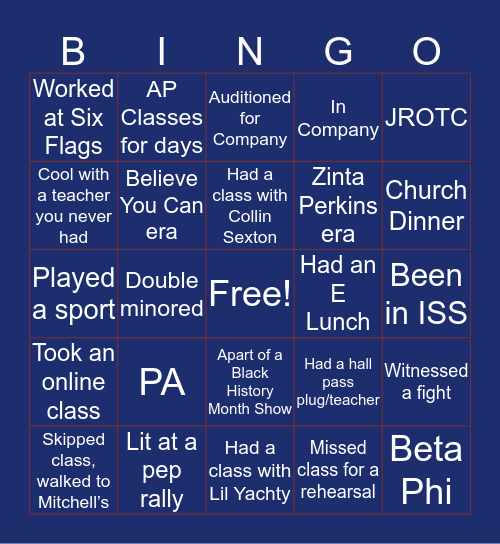 Pebblebrook Bingo Card