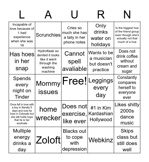 Lauren Bingo Card